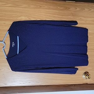 Lands End Blue and White Polka Dot Top Size M